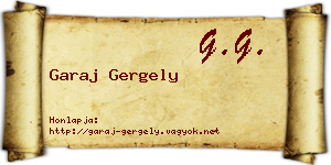 Garaj Gergely névjegykártya